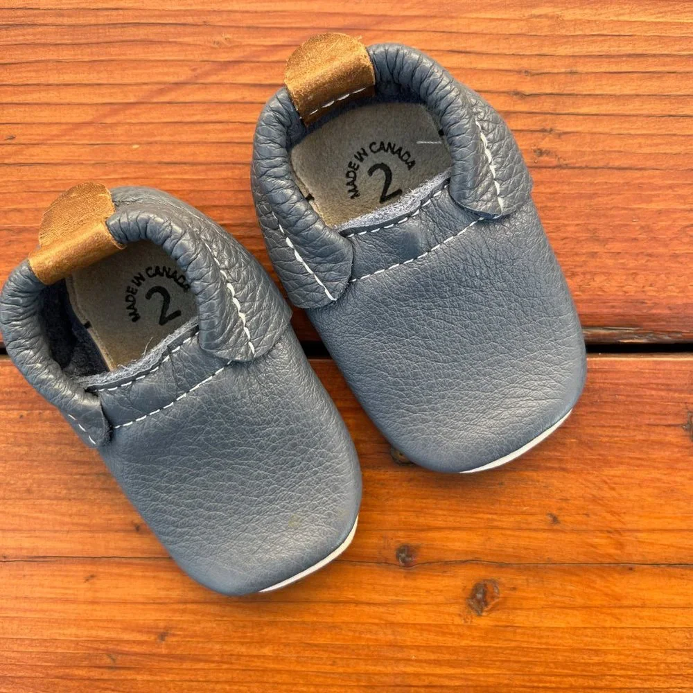Minimocs Blue Premium Leather Moccasin Babyshoes